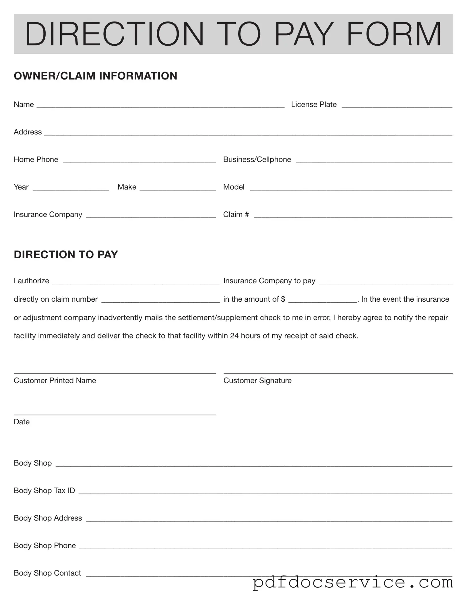 Fill Your Authorization And Direction Pay Form