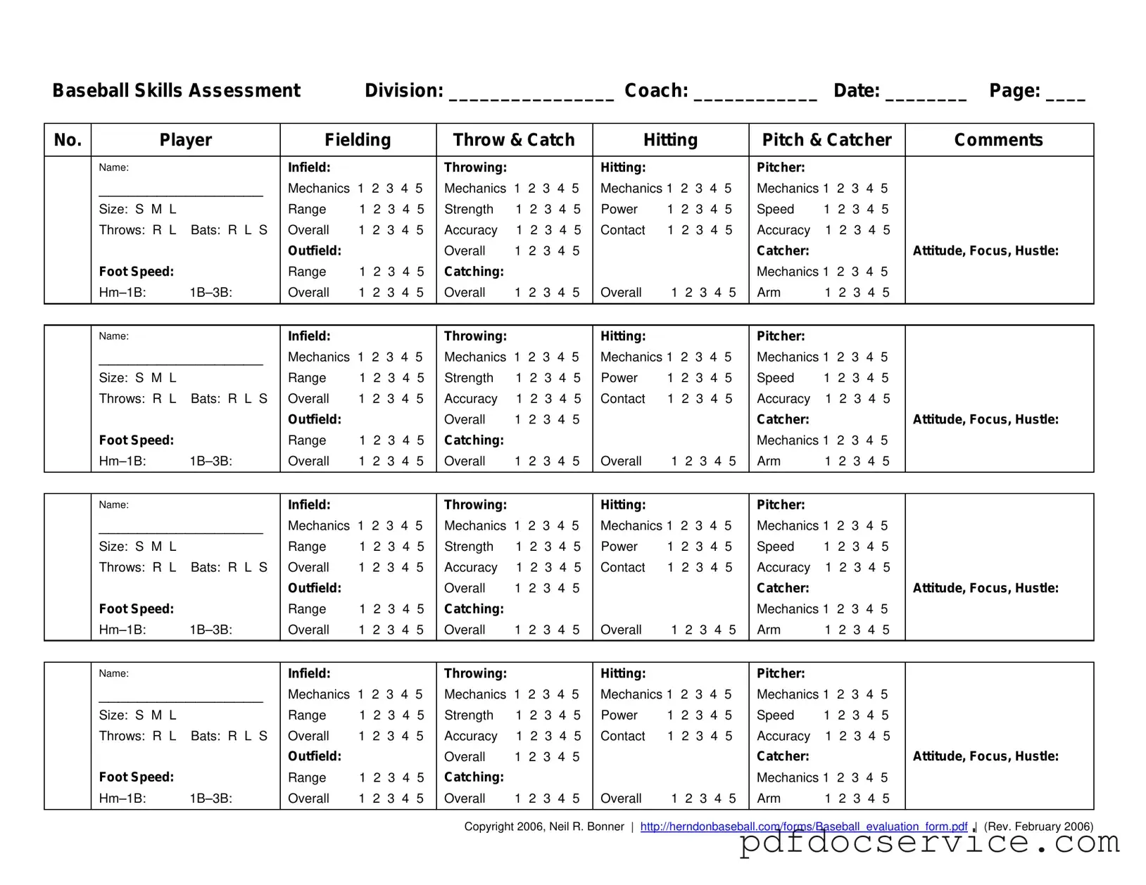 Fill Your Baseball Assessment Form