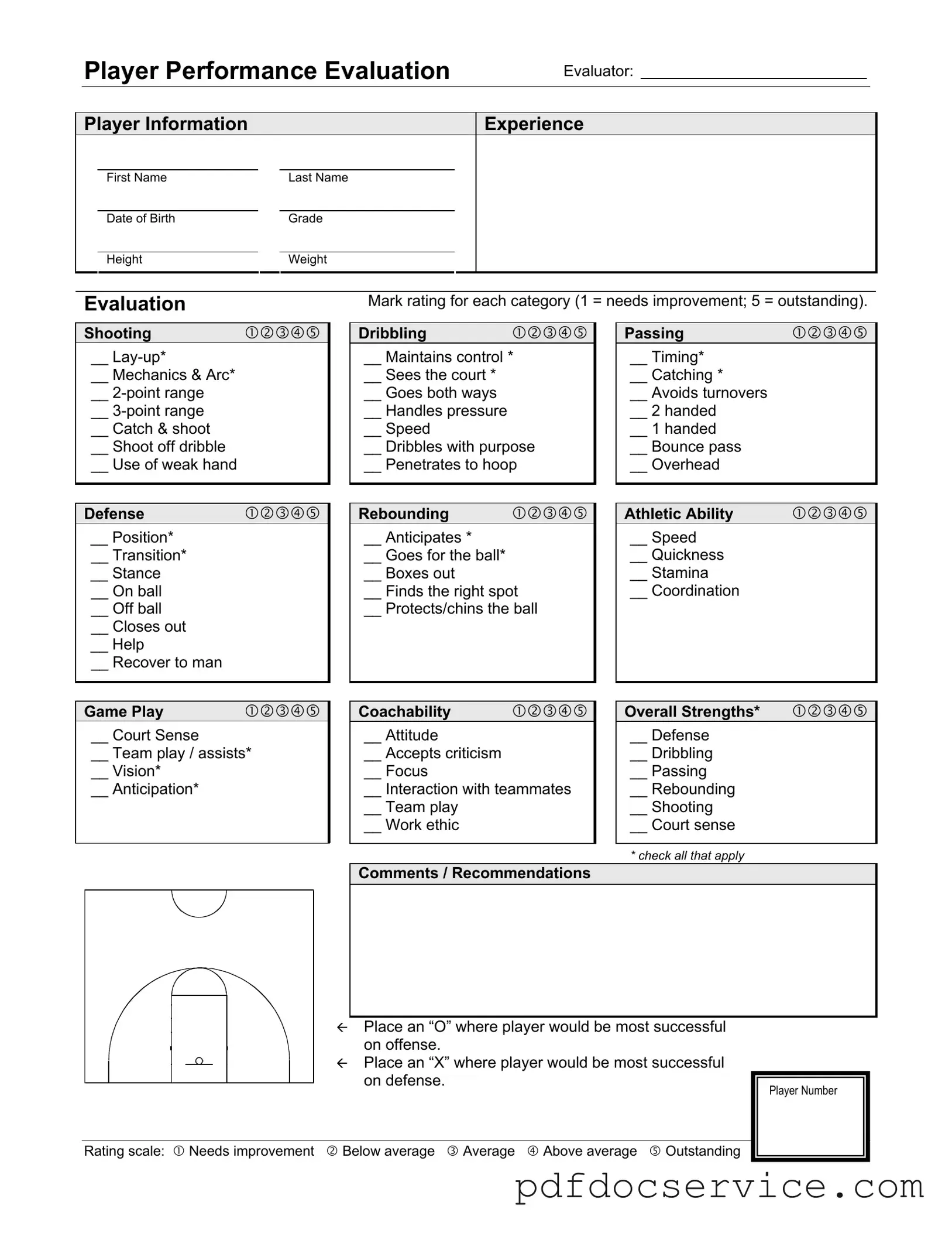 Fill Your Basketball Evaluation Form