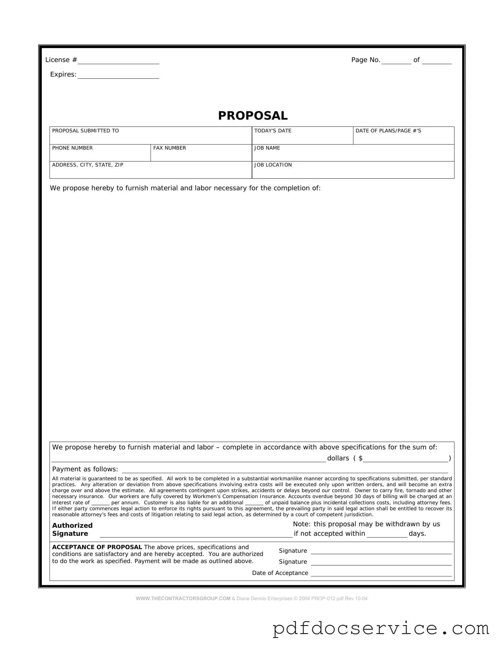 Fill Your Construction proposal form Form
