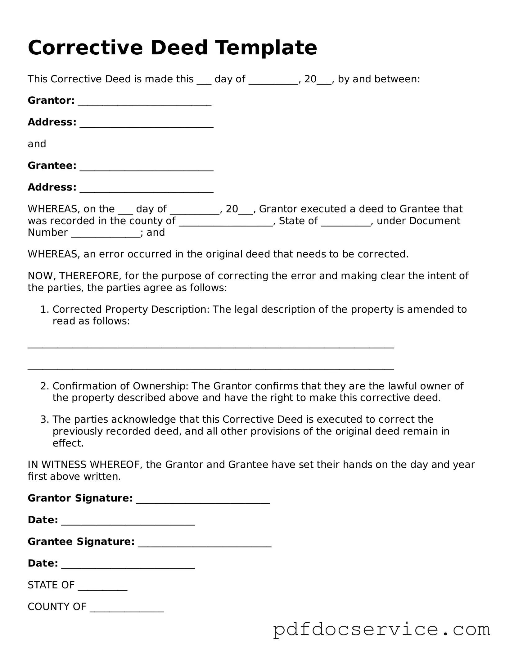 Blank Corrective Deed Form