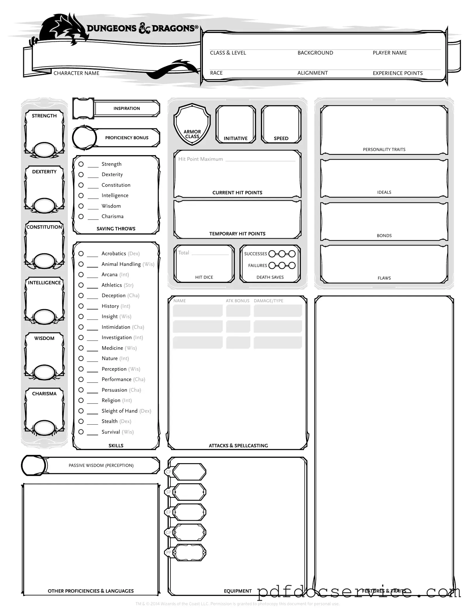 Fill Your Dnd Character Sheet Form