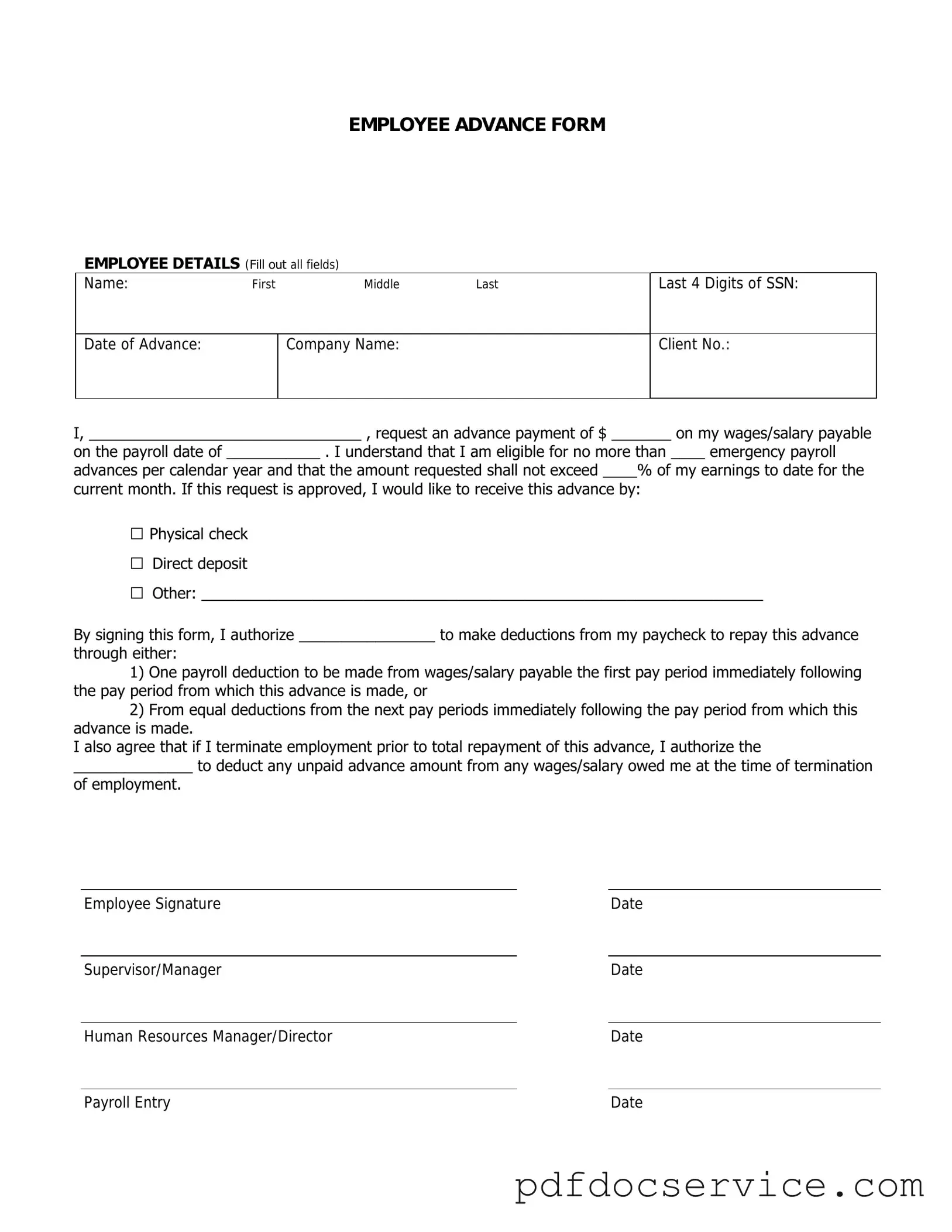 Fill Your Employee Advance Form