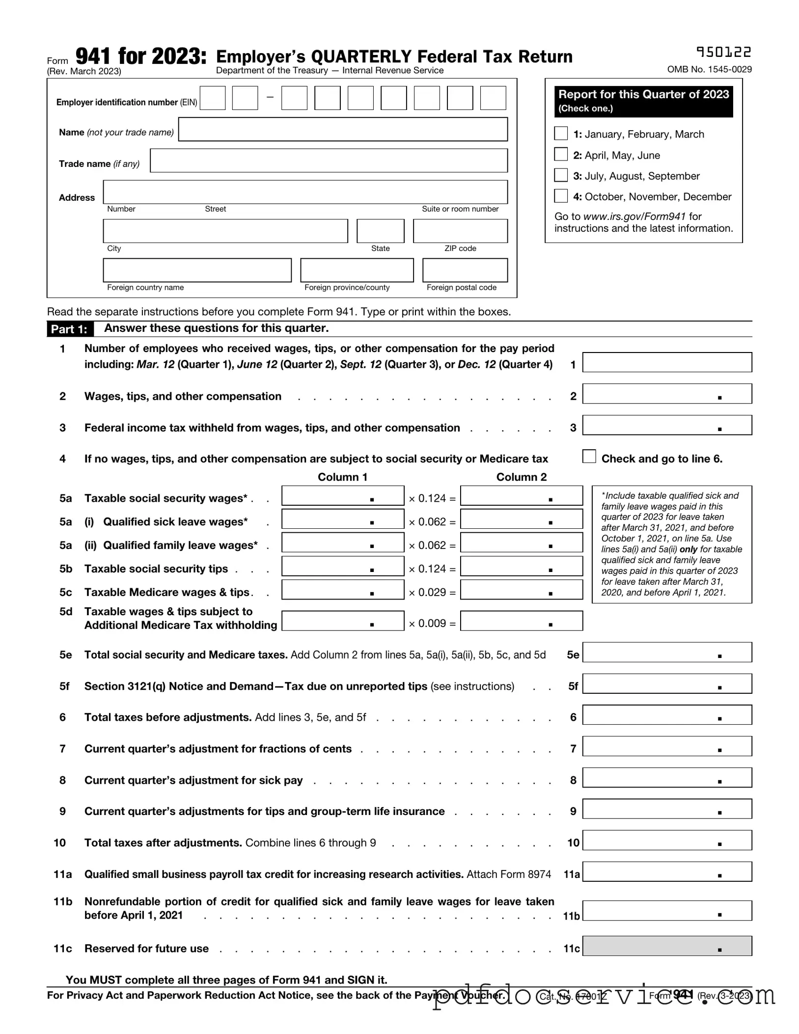 Fill Your IRS 941 Form