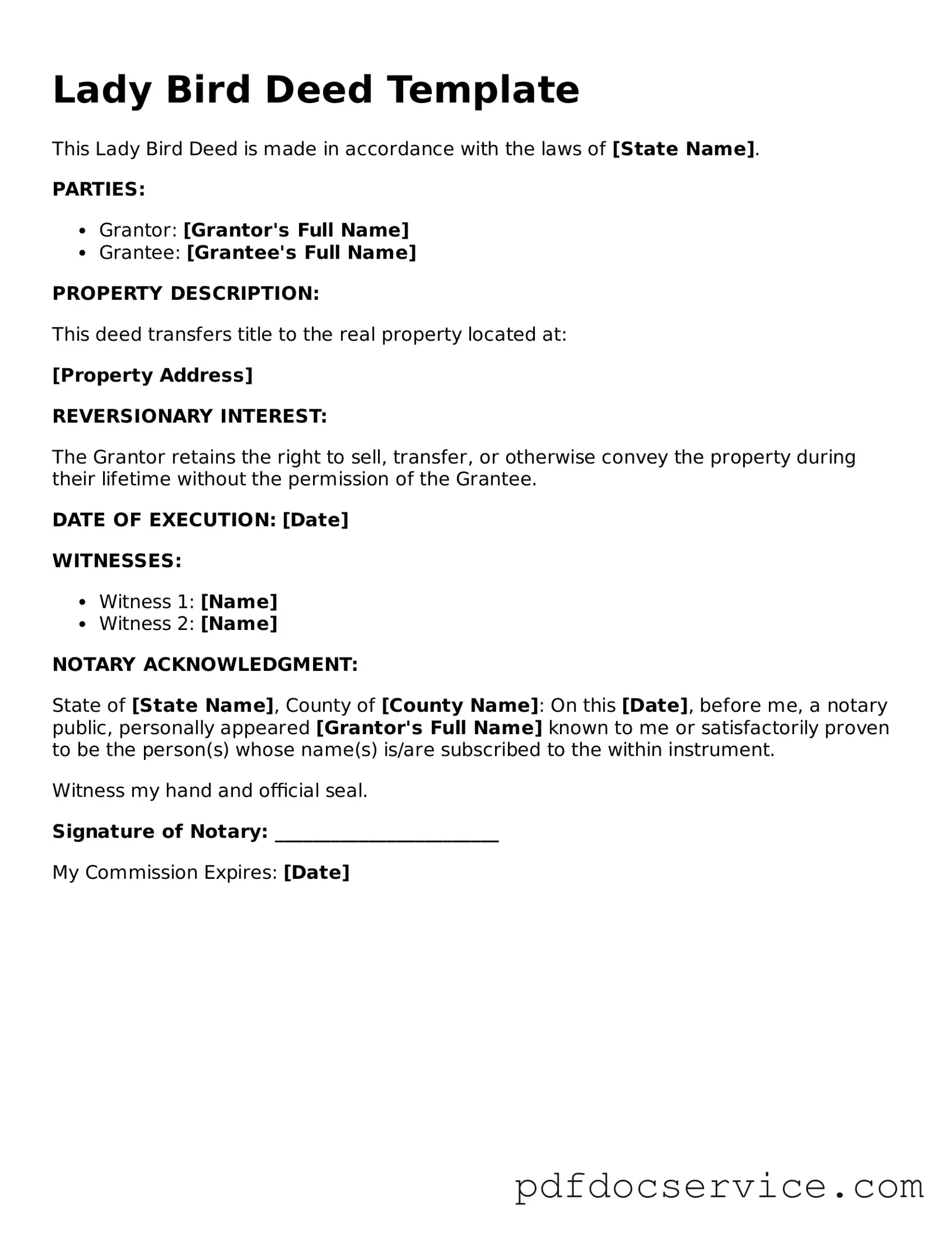 Blank Lady Bird Deed Form