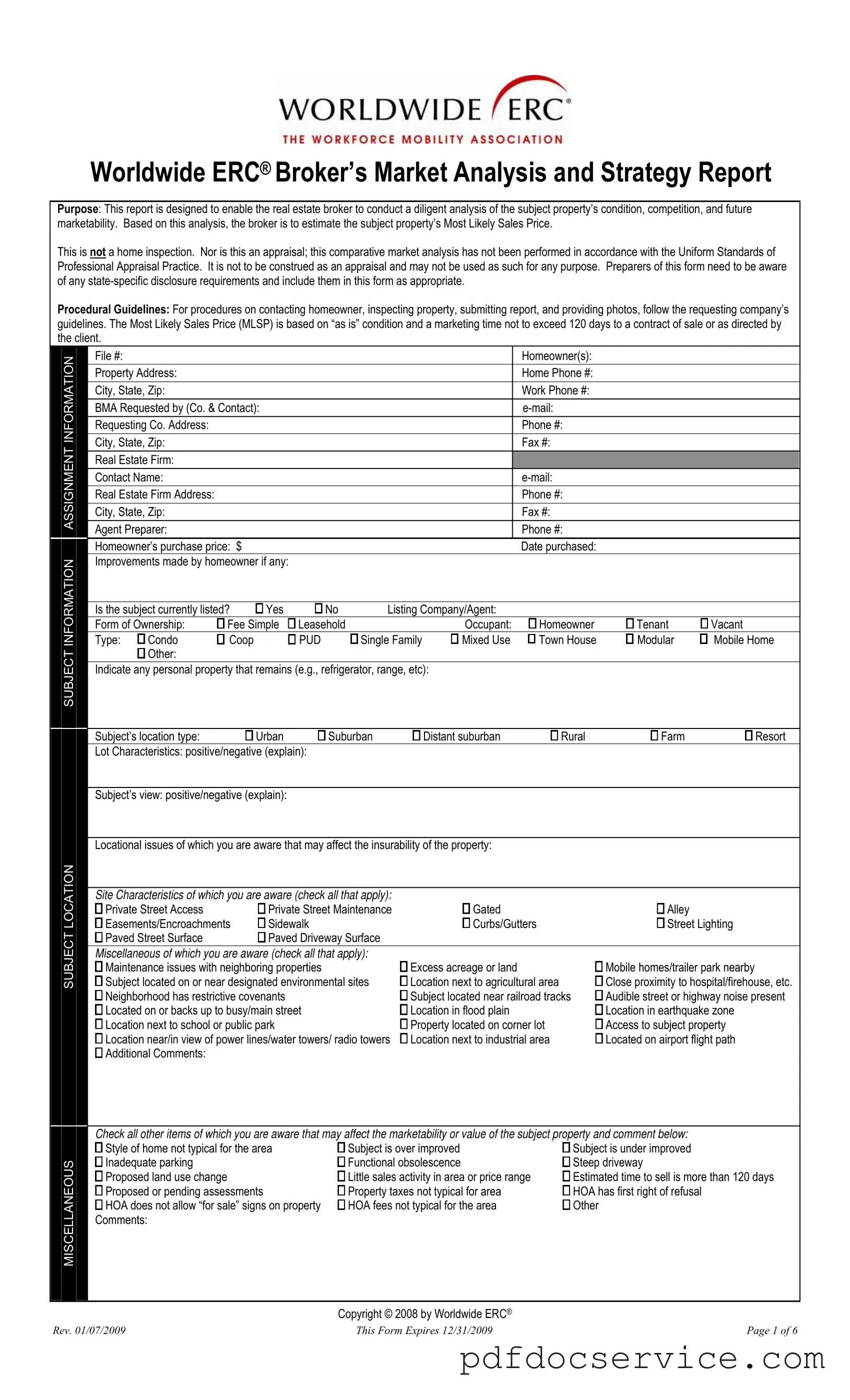 Fill Your Erc Broker Market Analysis Form
