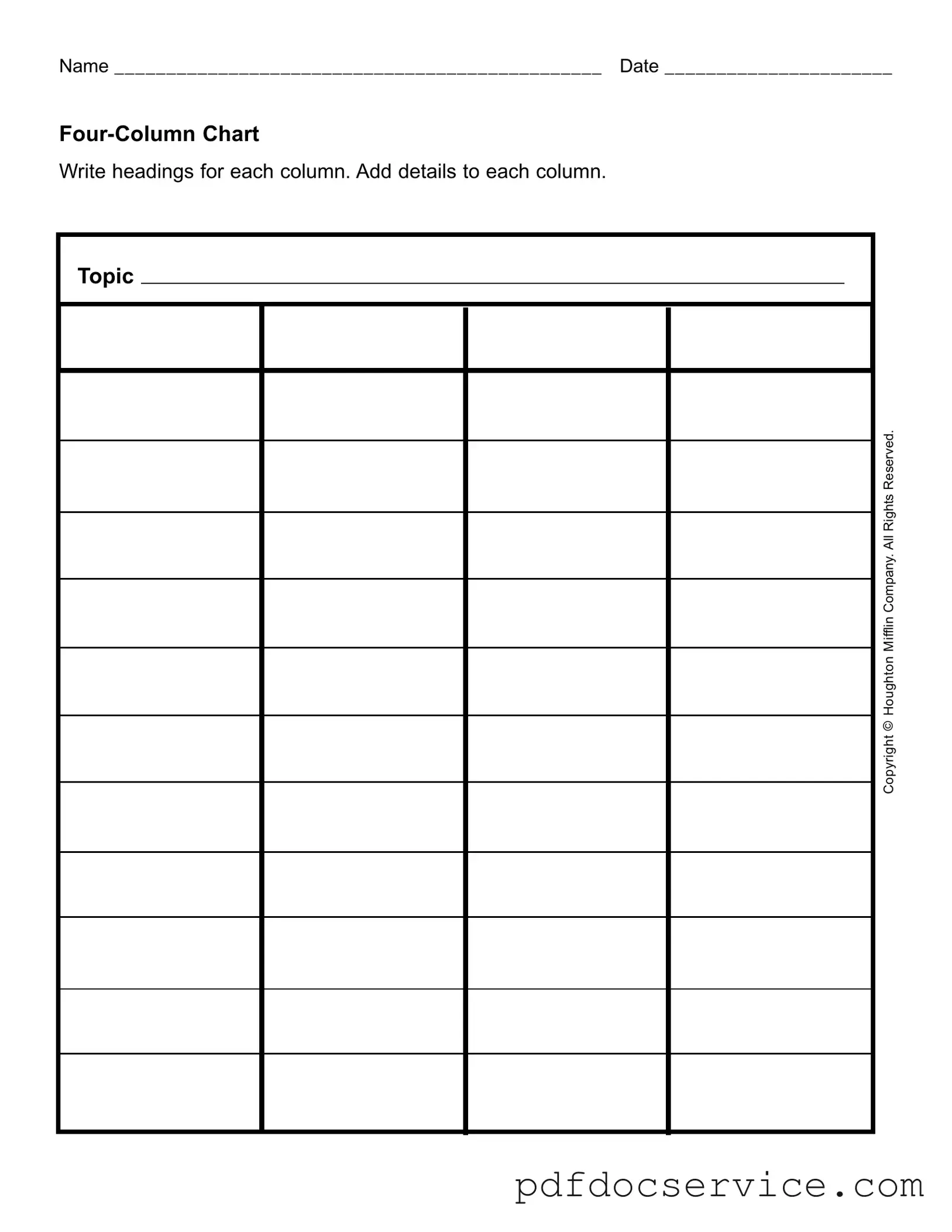 Fill Your Four Column Chart Form