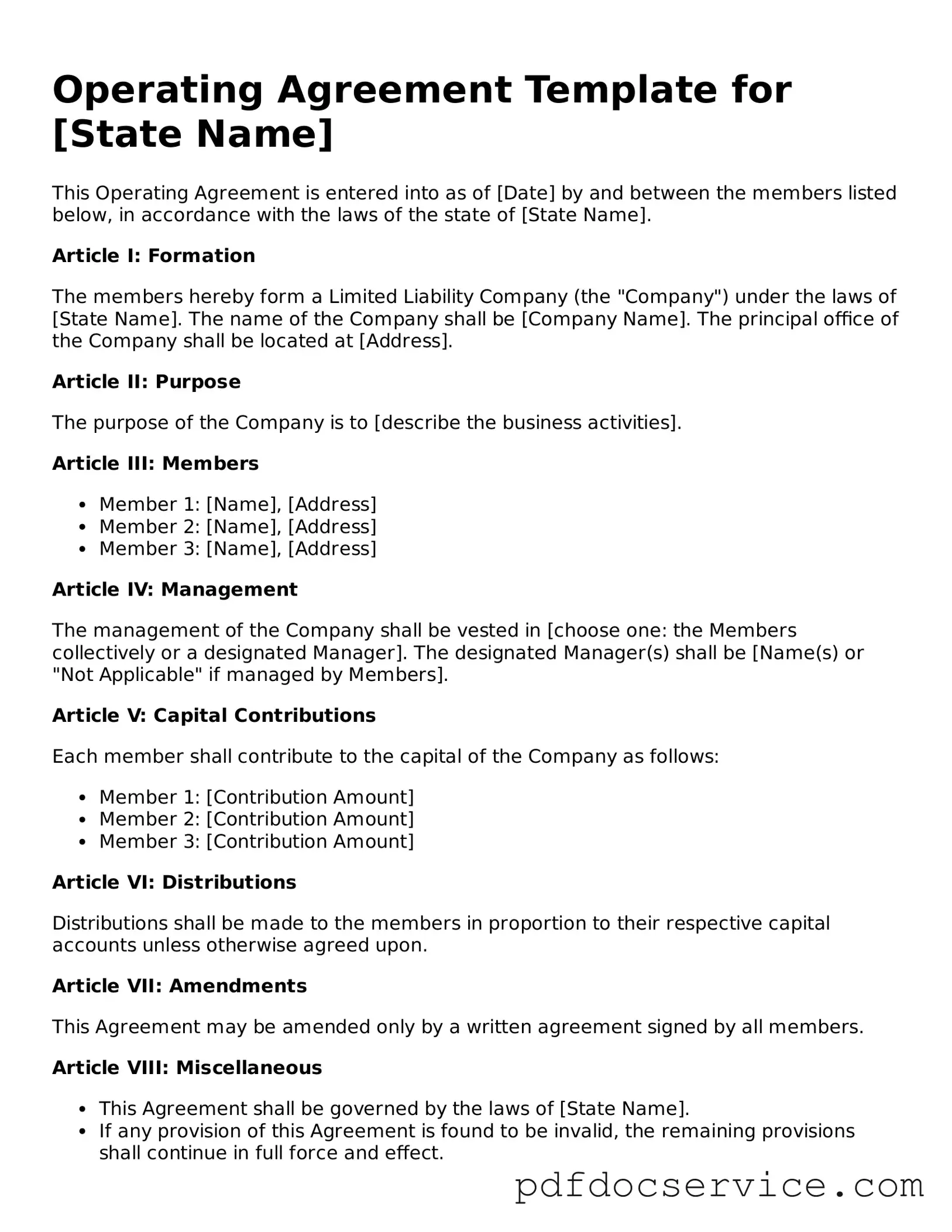Blank Operating Agreement Form