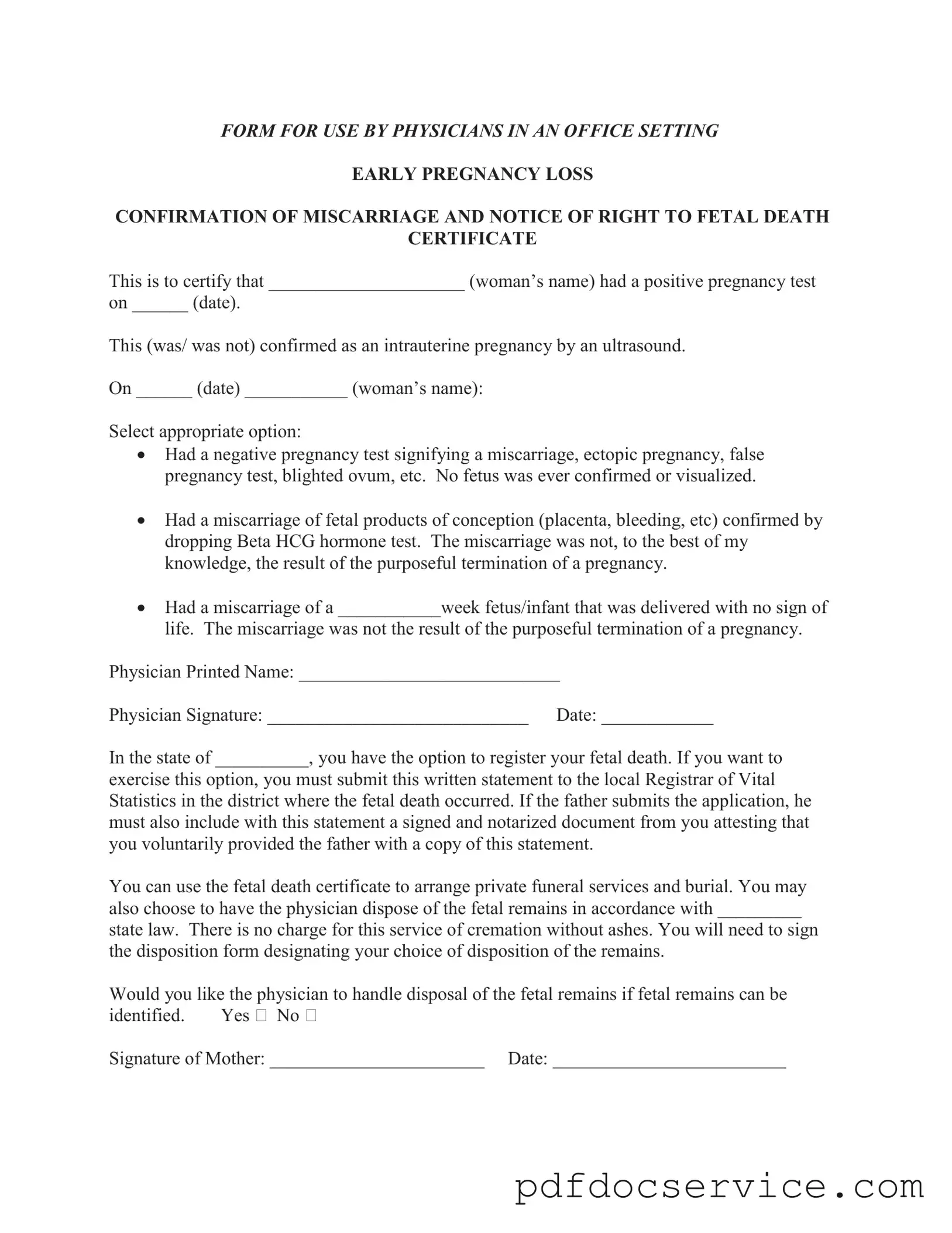 Fill Your Miscarriage Discharge Paper Form