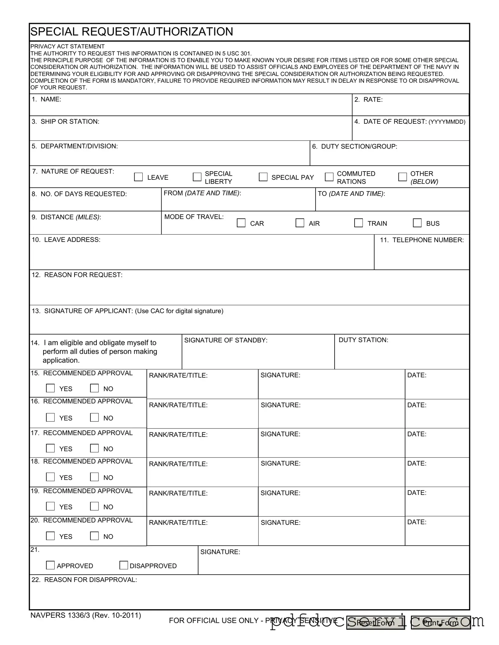 Fill Your Navpers 1336 3 Form