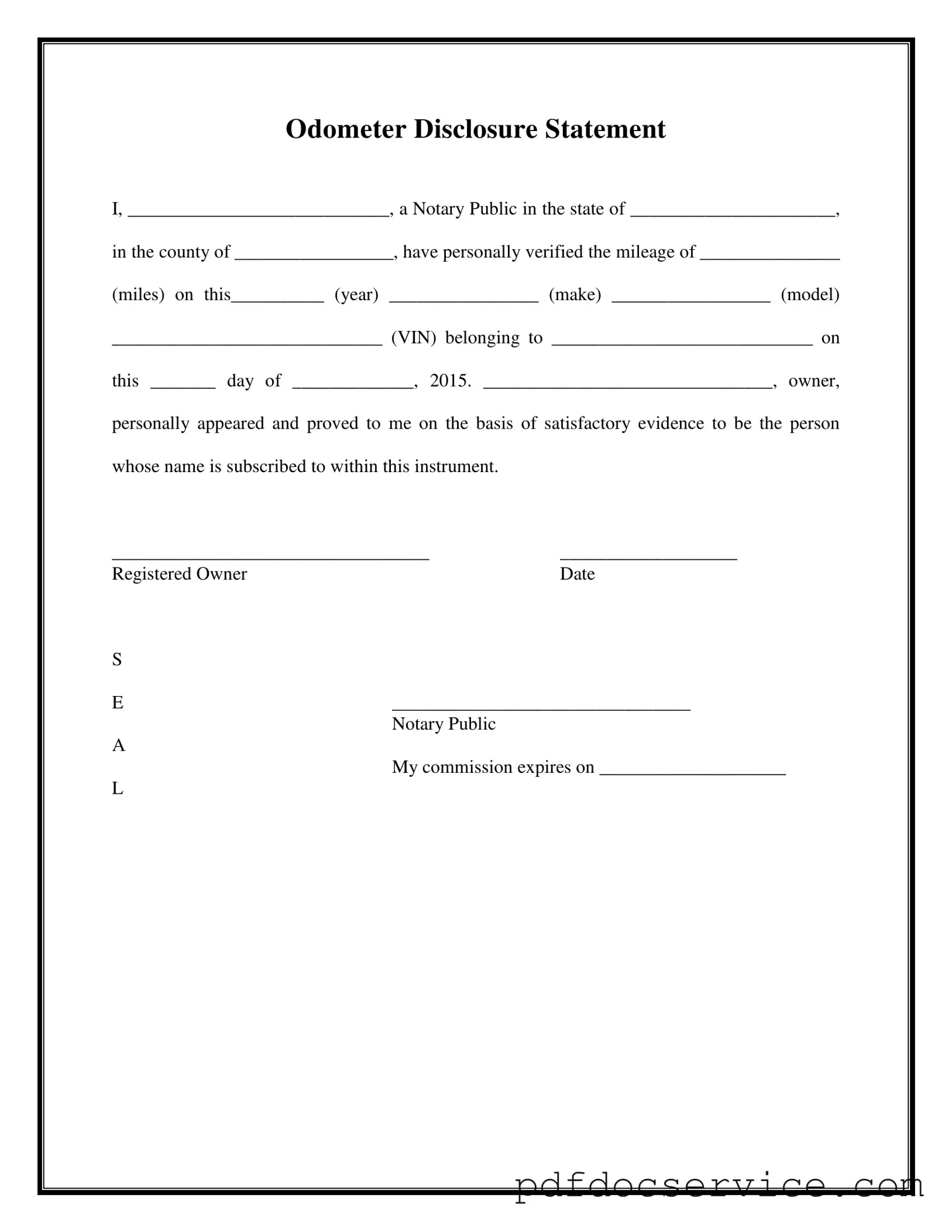 Fill Your Notarized Odometer Statement Form