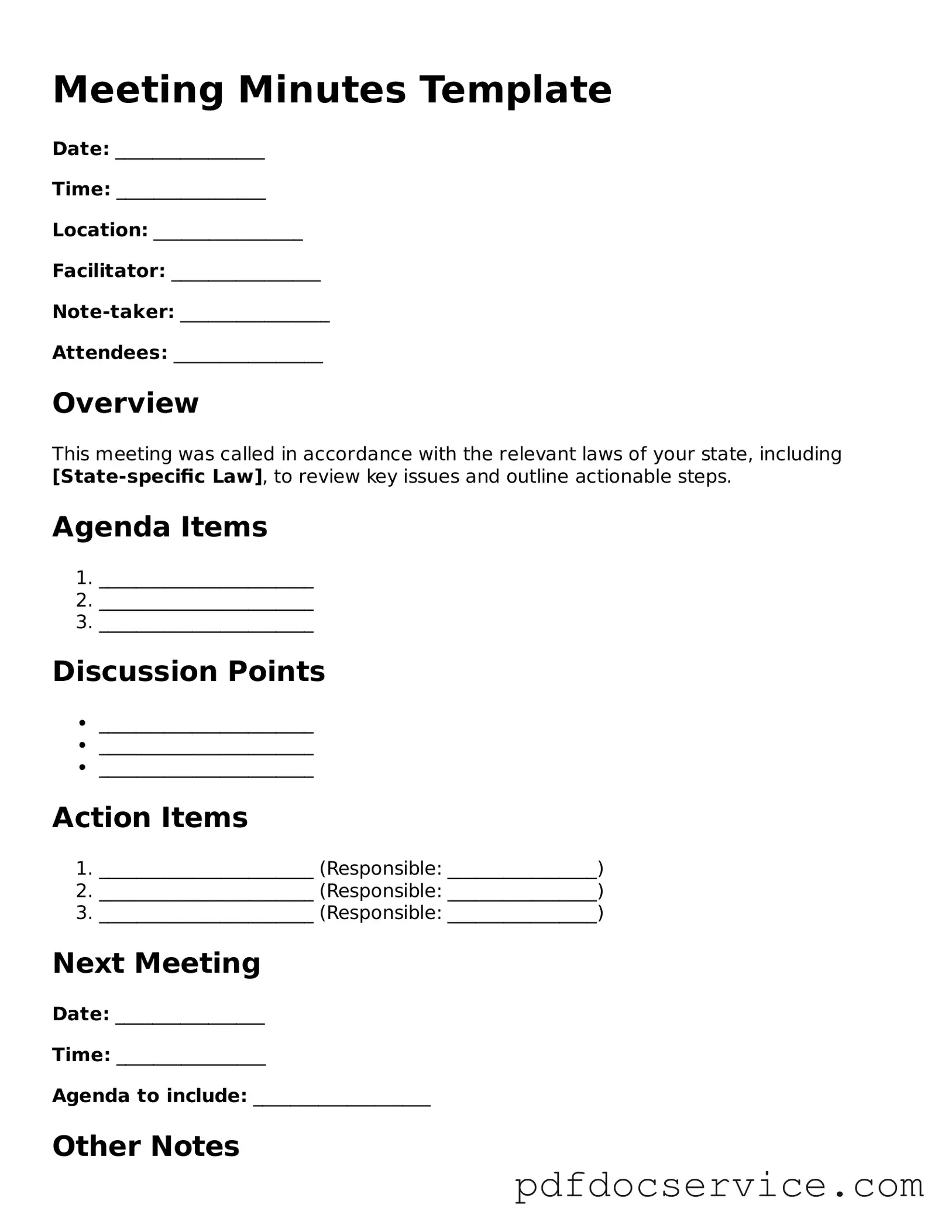 Blank Meeting Minutes Form