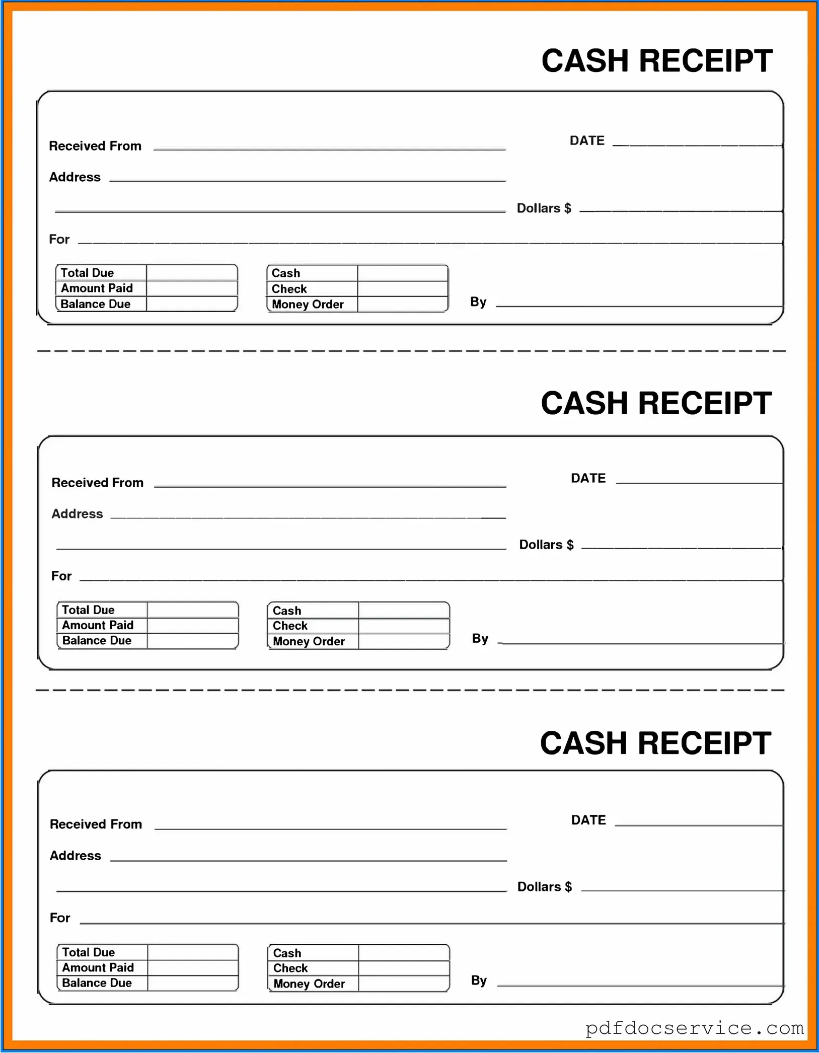 Fill Your Cash Receipt Form