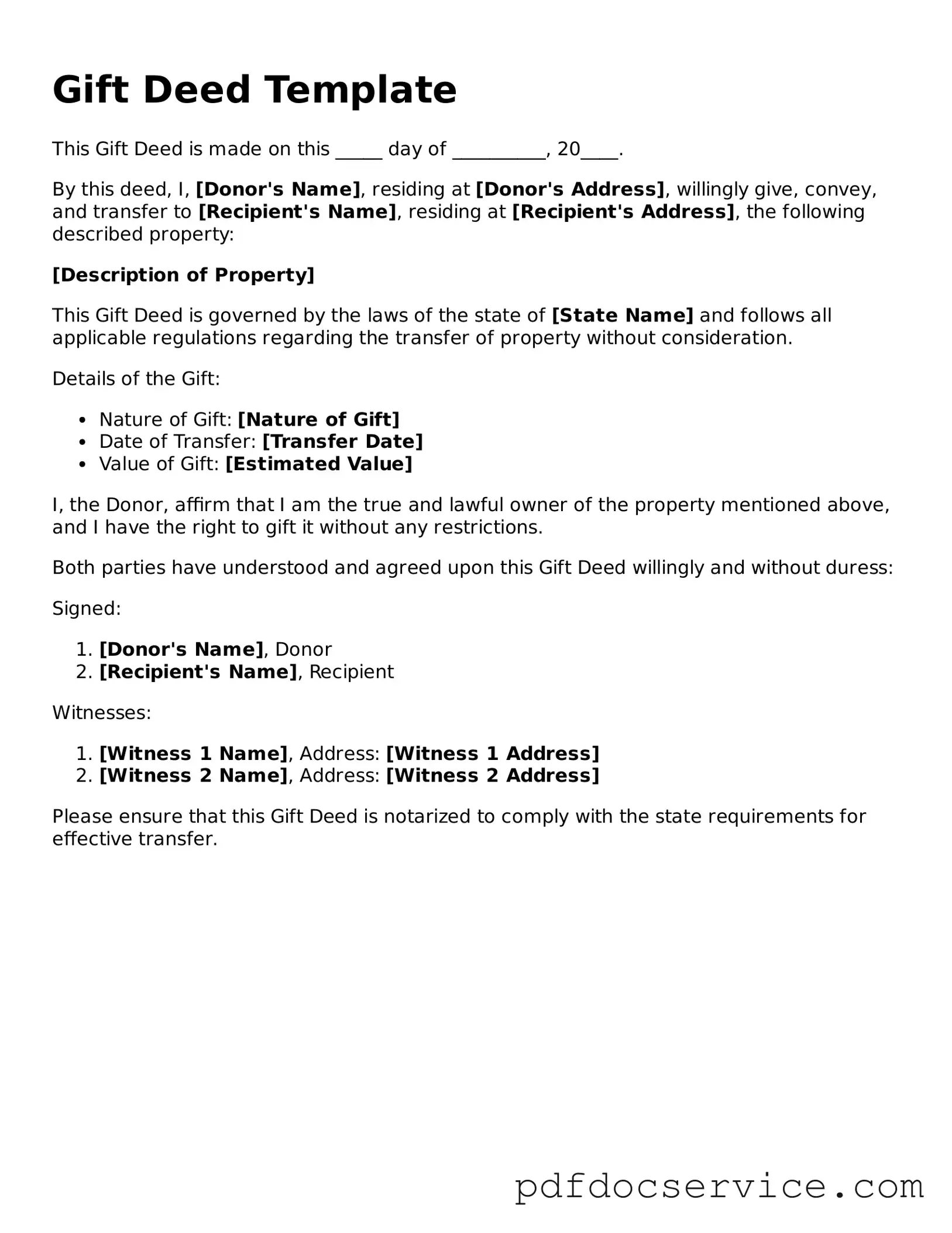 Blank Gift Deed Form