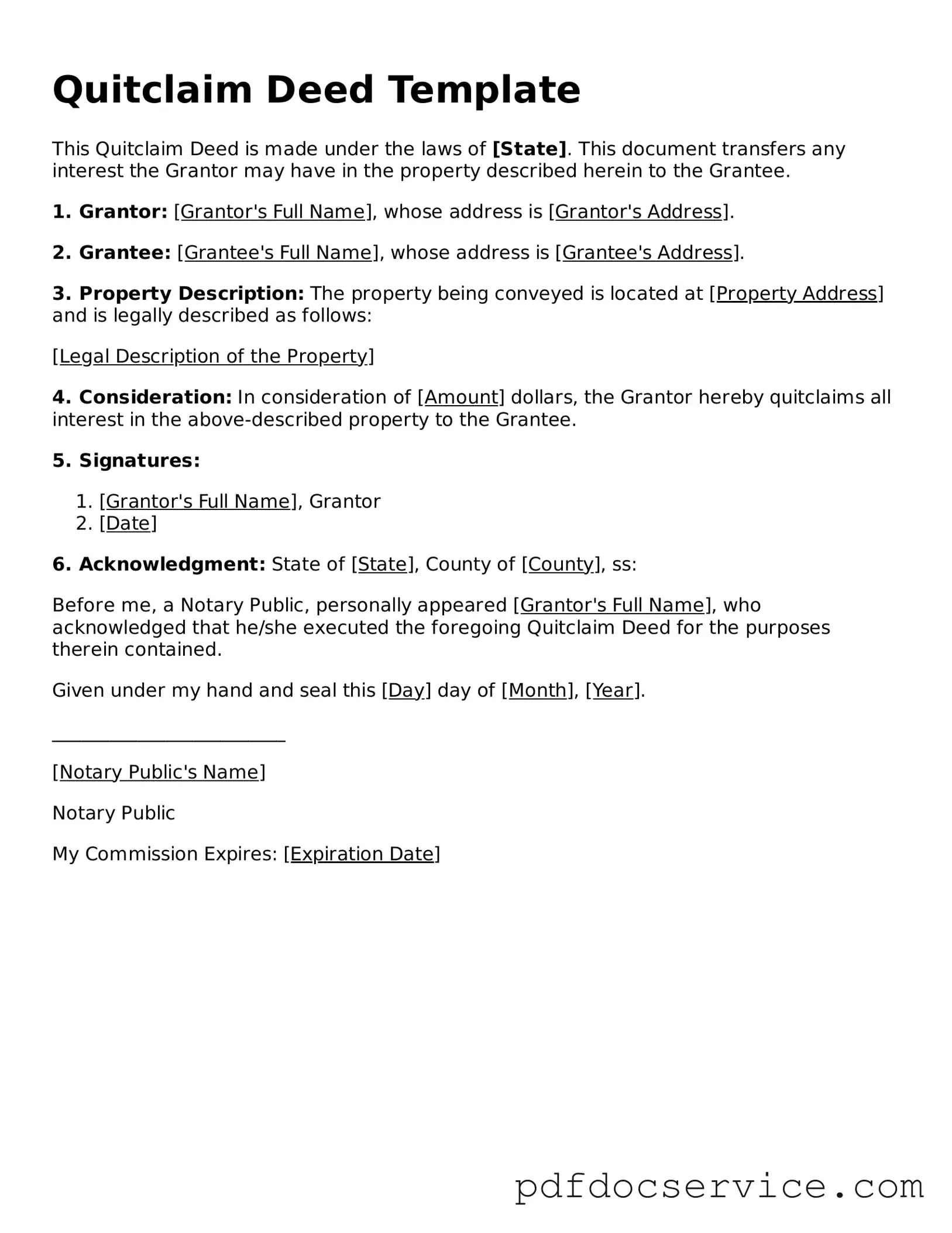 Blank Quitclaim Deed Form