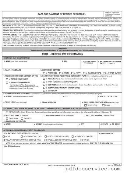 Fill Your DD 2656 Form