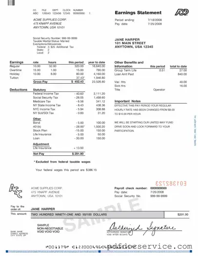 Fill Your Adp Pay Stub Form