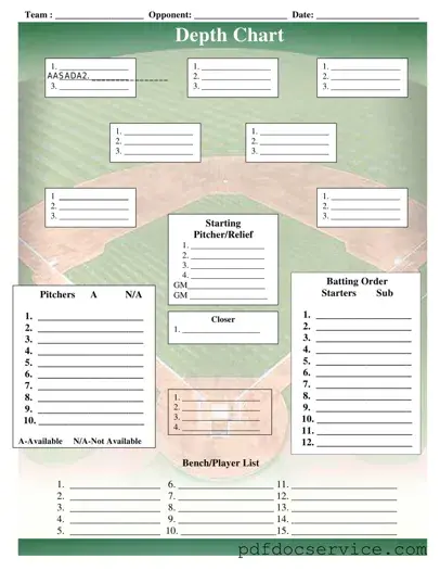 Fill Your Baseball Field Lineup Form