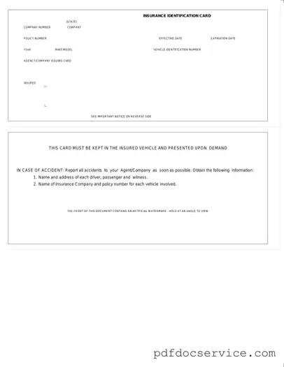 Fill Your Auto Insurance Card Form
