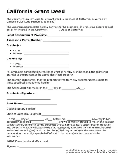 Printable  Deed Template for California