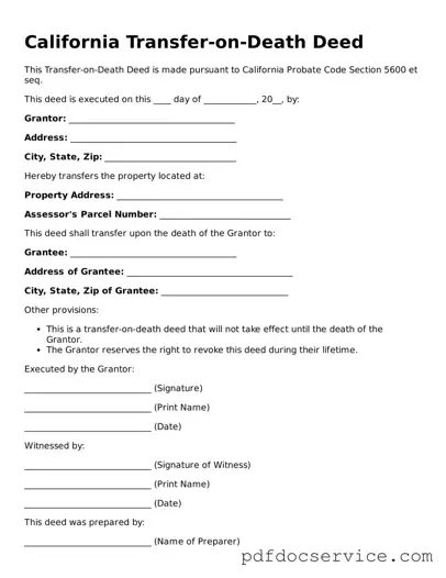 Printable  Transfer-on-Death Deed Template for California