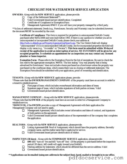 Fill Your Dekalb County Water Application Form