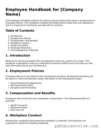 Blank Employee Handbook Form