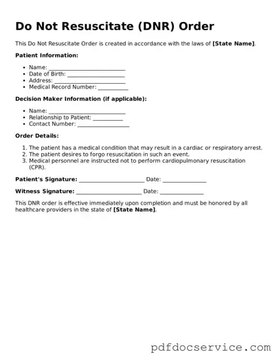 Blank Do Not Resuscitate Order Form
