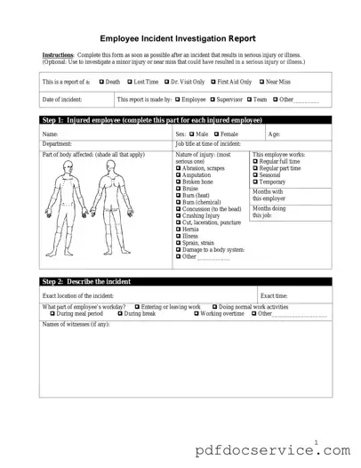 Fill Your Employee Accident Report Form