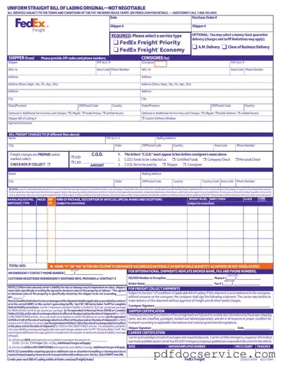 Fill Your Fedex Bill Of Lading Form
