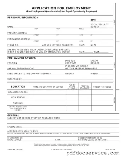 Fill Your Employment Application Pdf Form