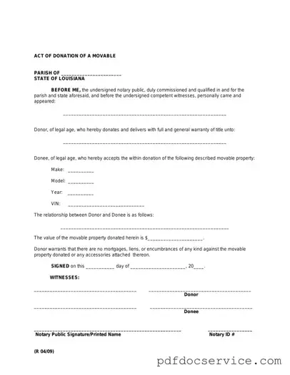Fill Your Louisiana act of donation Form