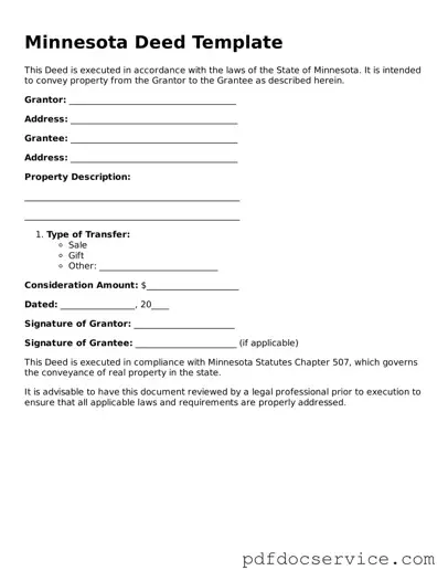 Printable  Deed Template for Minnesota