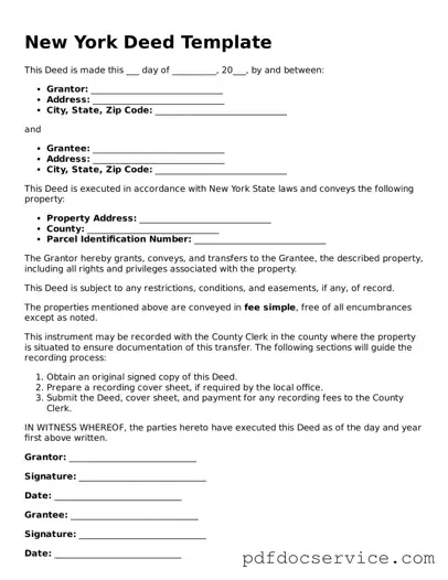 Printable  Deed Template for New York