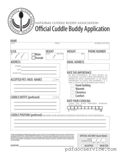 Fill Your Cuddle Buddy Application Form