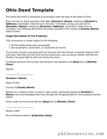 Printable  Deed Template for Ohio