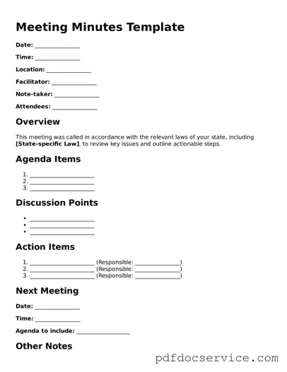 Blank Meeting Minutes Form