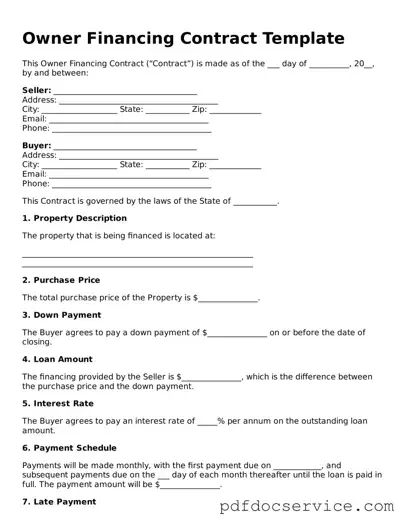 Blank Owner Financing Contract Form