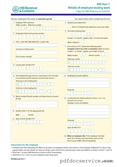 Fill Your P 45 It Form