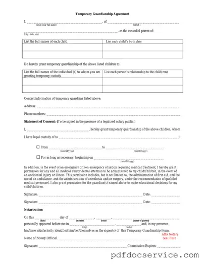 Fill Your Temporary Custody Form