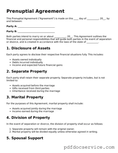Blank Prenuptial Agreement Form