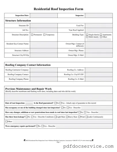 Fill Your Roof Inspection Form