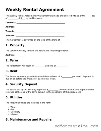 Blank Weekly Rental Agreement Form
