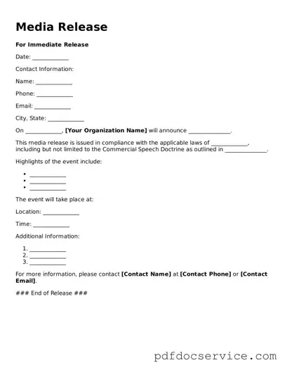 Blank Media Release Form