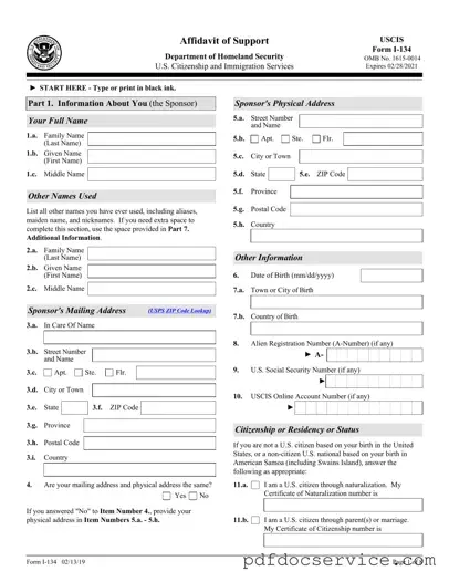 Fill Your USCIS I-134 Form