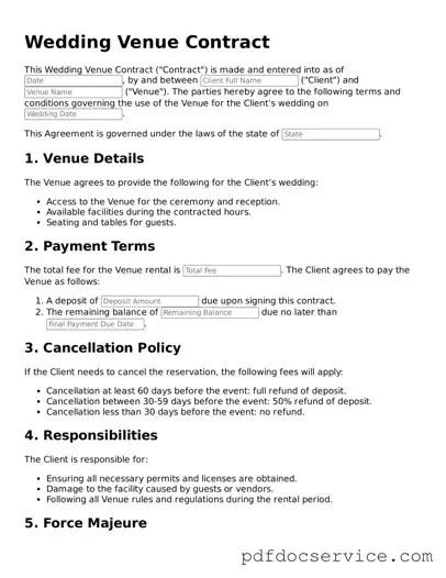 Blank Wedding Venue Contract Form
