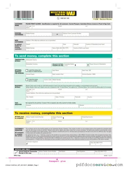 Fill Your Western Union Form