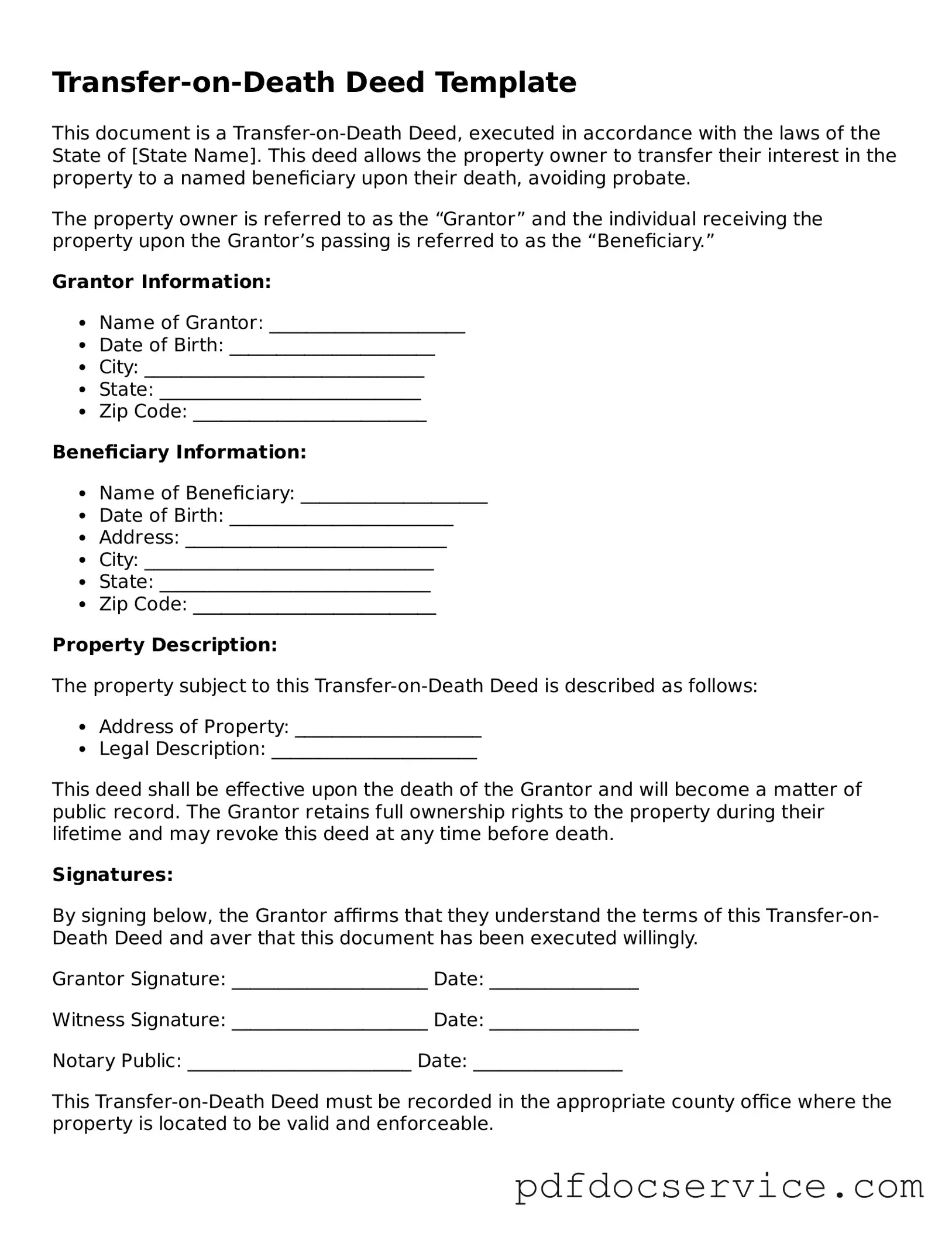 Blank Transfer-on-Death Deed Form