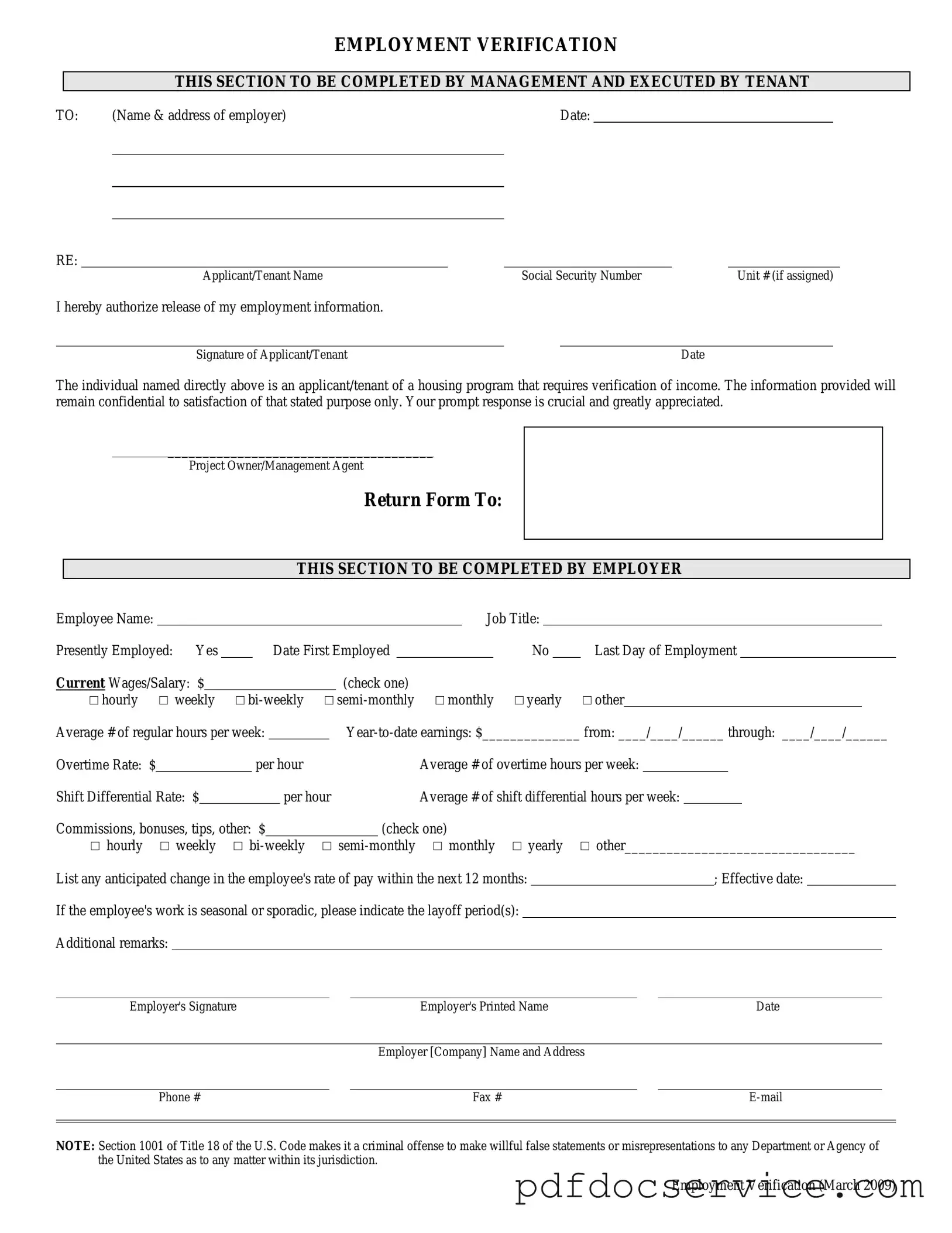 Fill Your Employment verification form Form