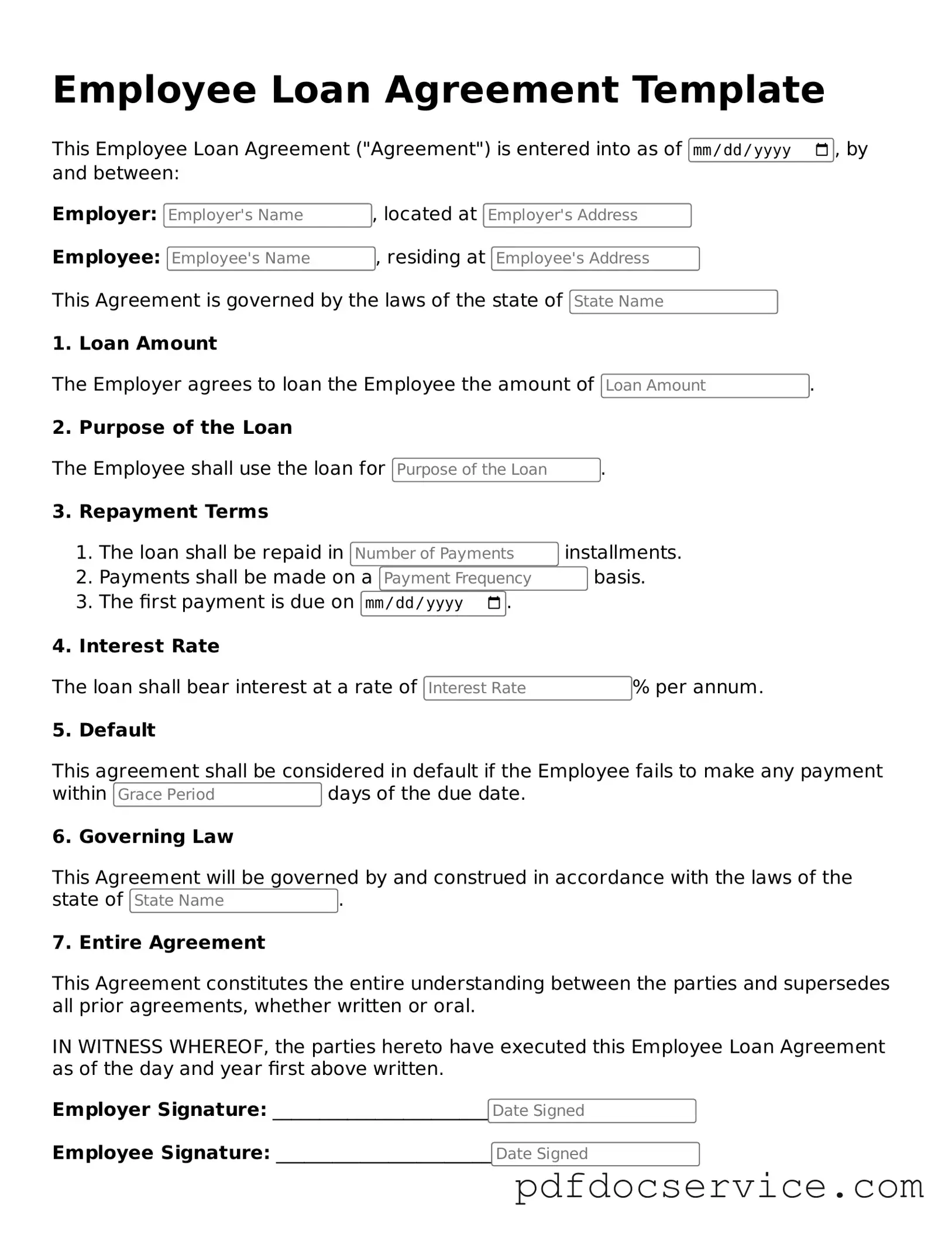 Blank Employee Loan Agreement Form